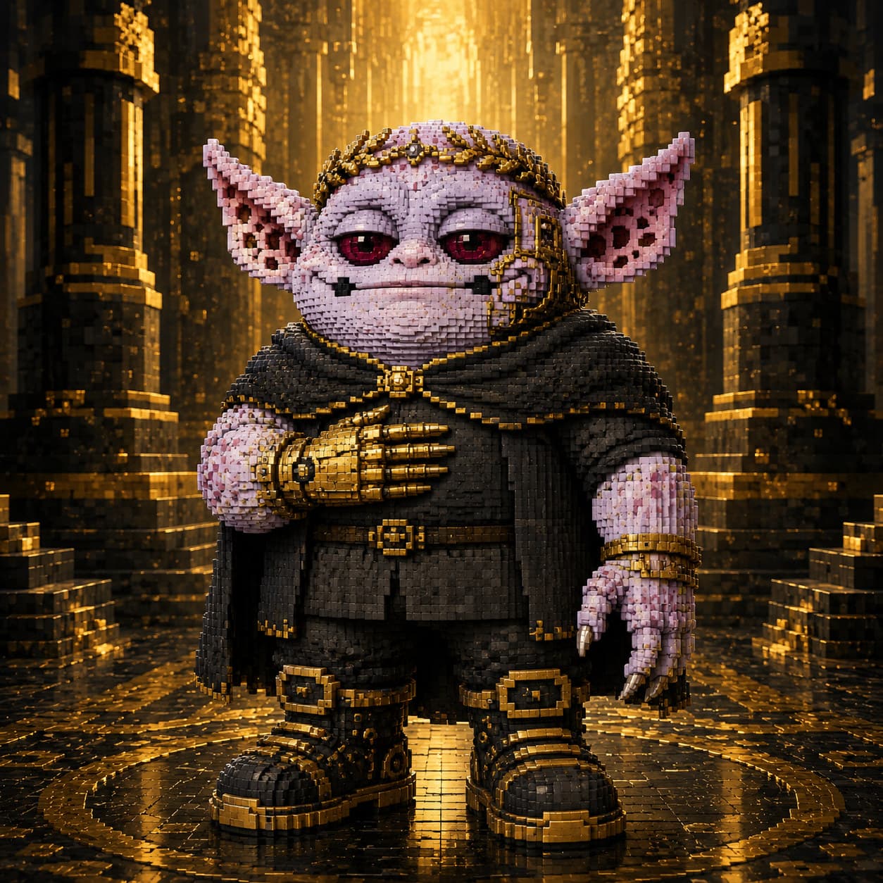 ANTIDIGI #252 — Golden Cyborg Consul in Pixel Temple