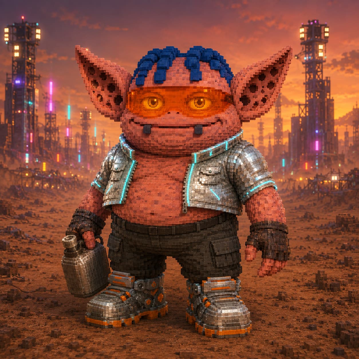 ANTIDIGI #254 — Voxel Desert Raver at Dusk