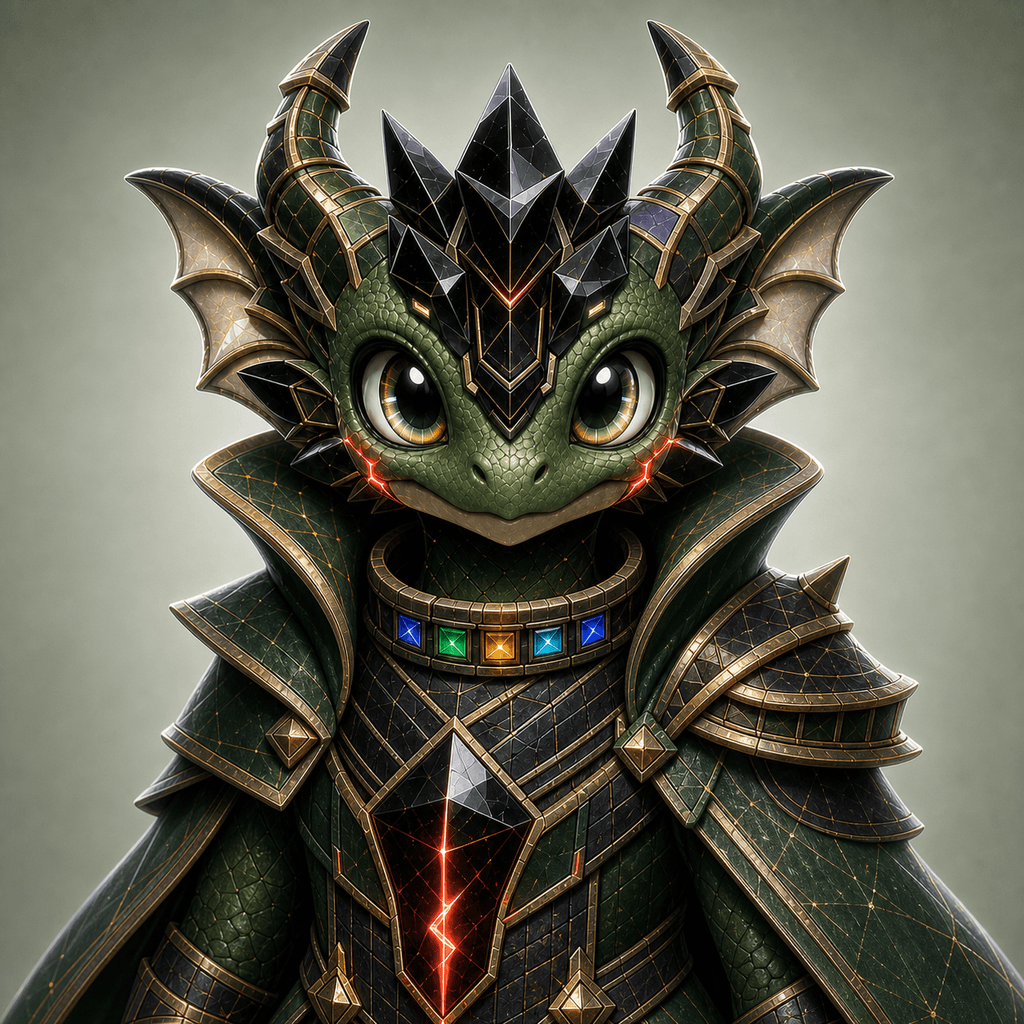 Stockmon #095 — Forest green Neon Owlwyrm 095